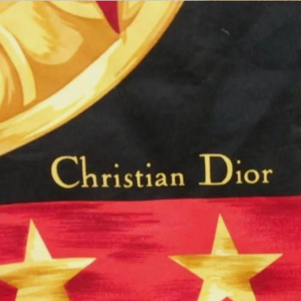 Authentic Christian Dior “CD Medallion Ornament” silk scarf